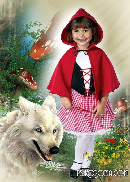 Child`s template for photo of the montage - Little Red Riding Hood