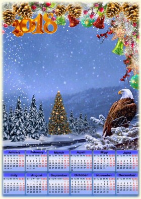 2018 Calendar Eagle in the Winter forest ( PSD | PNG ) Download 2018 Calendar Eagle in the Winter forest ( PSD | PNG ) Download