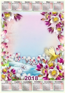 Calendar 2018 - Spring flowers ( PNG | PSD ) Calendar 2018 - Spring flowers ( PNG | PSD )
