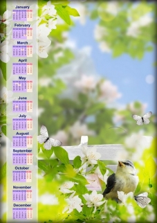 Spring Calendar, 2018, PNG, template PSD Spring Calendar, 2018, PNG, template PSD