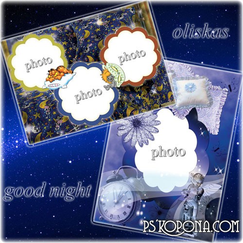 Children's and romantic photo frames PNG - good night