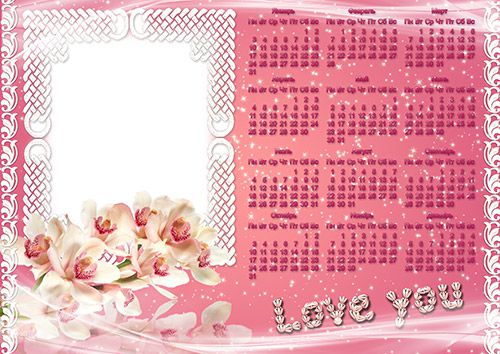 Calendar Frame - White flowers Calendar Frame - White flowers