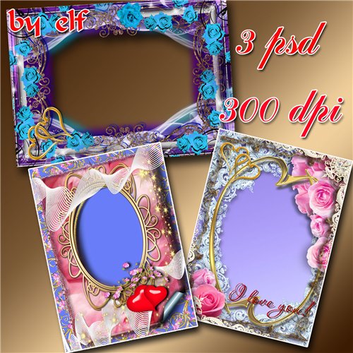 Love photo frame (frame psd 5 frames png) Believe in love