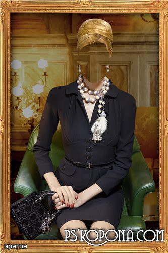 A woman suit for a photomontage is Miss elegance A woman suit for a photomontage is Miss elegance