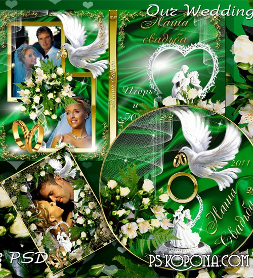 Wedding Cover for DVD,blowing on the disc and frame - Our wedding