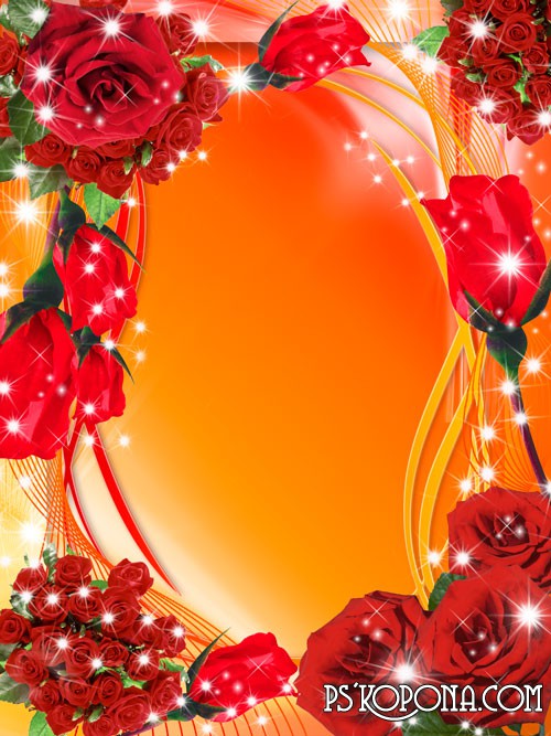 Framework for a photo - These red roses Framework for a photo - These red roses