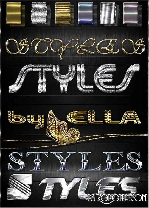 Six bright styles color of the metal and bronze for your creativity in Photoshop
