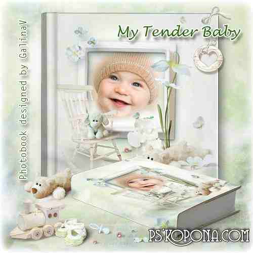 Photobook template psd for Newborns - My Tender Baby Photobook template psd for Newborns - My Tender Baby