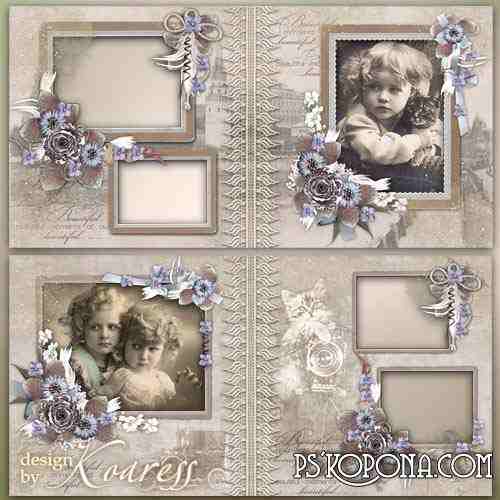 Vintage photobook template psd - Old album Vintage photobook template psd - Old album