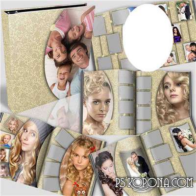 Classic photobook template psd for photos - with golden pattern Classic photobook template psd for photos - with golden pattern