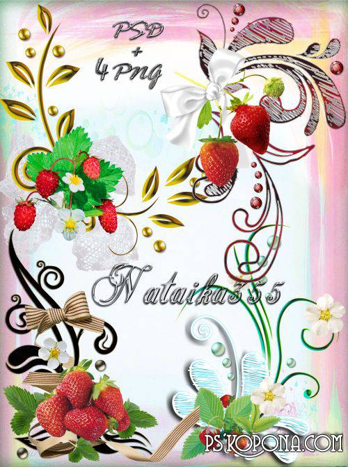 PSD, 4 PNG, Strawberry Curls on transparent background