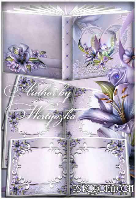 Wedding flower photo book template psd - Purple Lilies Wedding flower photo book template psd - Purple Lilies