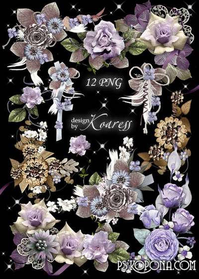Vintage clusters for desing in the PNG format download