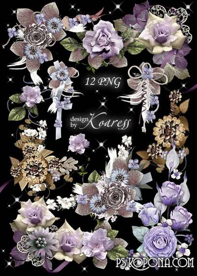 Vintage flowers, free clusters for desing in the PNG format, download