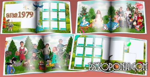 Photobook template psd for kindergarten - On the meadow Photobook template psd for kindergarten - On the meadow