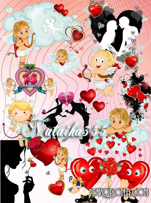 Scrap set - Angels and flowers PNG
