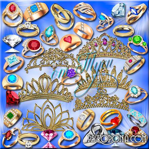 Clipart - Tiaras and rings