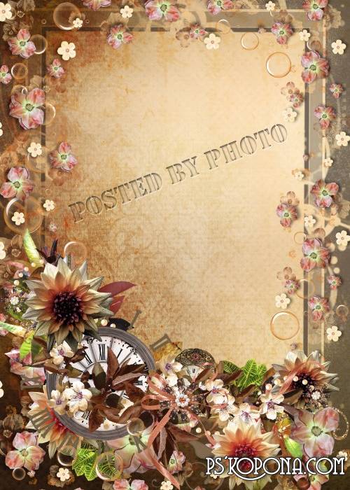 Flower photo frame Deep feelings ( free photo frame psd, free download )