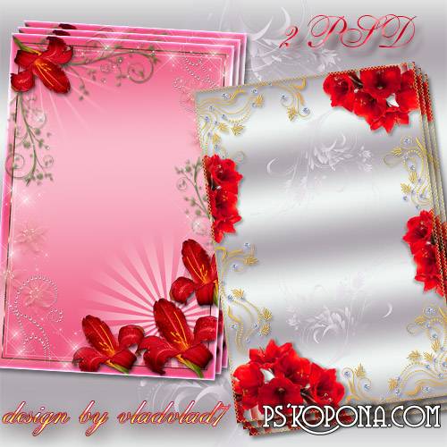 Flower Photo frames - Red lilies Bouquets