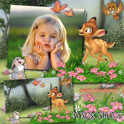 Children's Frame for Photoshop - Bambi and Thumper Children's Frame for Photoshop - Bambi and Thumper