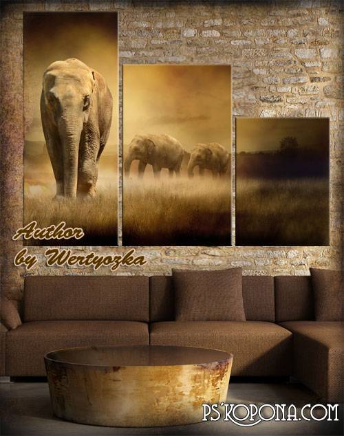 Modular pattern in PSD - Elephants in vintage style Modular pattern in PSD - Elephants in vintage style