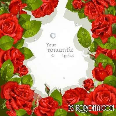 Romantic frame - Red rose as a bright scherzo