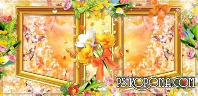 Bright floral photo album template psd - Drop of dew Bright floral photo album template psd - Drop of dew