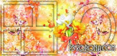 Bright floral photo album template psd - Drop of dew Bright floral photo album template psd - Drop of dew