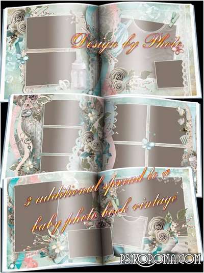 Extra turns to a baby photo book template psd vintage Extra turns to a baby photo book template psd vintage