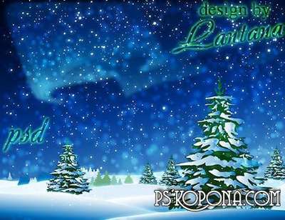 Psd source - Christmas tree in snow Psd source - Christmas tree in snow
