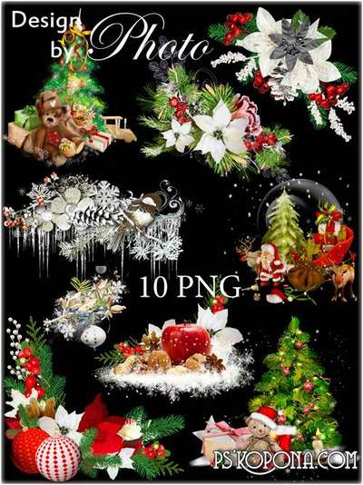 Christmas toys png , branches of the spruce, clusters, New year  png clipart on a transparent background