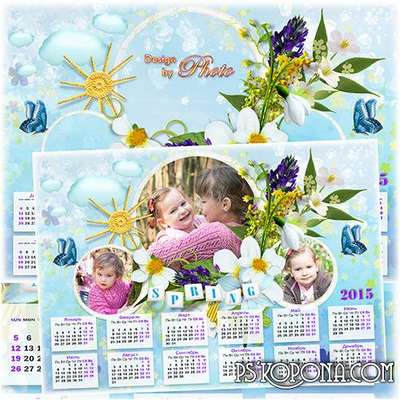 Calendar - frame for 2015 - Spring drops