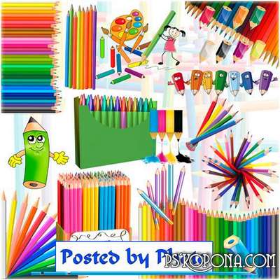 100 PNG, color pencils, png on a transparent background, download