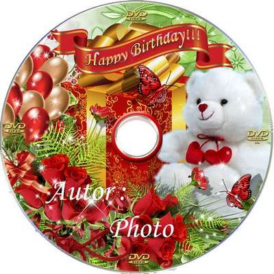 Complimentary dial - photo frame, DVD cover template and blowing to disk - happy Birthday