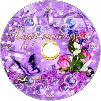 Set celebrant in lilac tones - blowing and DVD cover template-Happy Anniversary!