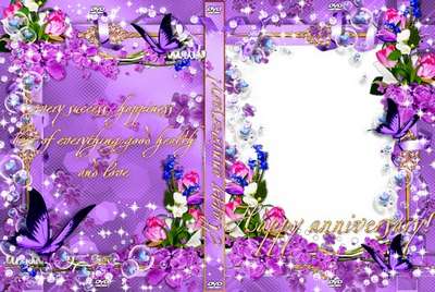 Set celebrant in lilac tones - blowing and DVD cover template-Happy Anniversary!