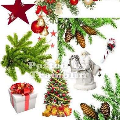 Free Christmas clipart png for photo design - gifts, Santa Claus, pine branches, christmas trees and christmas decorations.