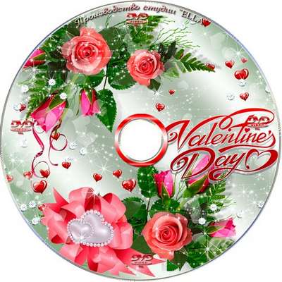 Set on the day of St. Valentine - Blowing on the disc and DVD cover template -Happy Valentine's Day