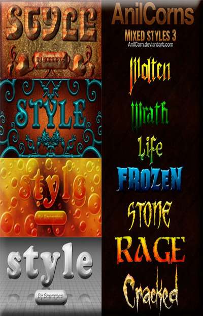 Set of the varied photoshop styles - 16 Set of the varied photoshop styles - 16