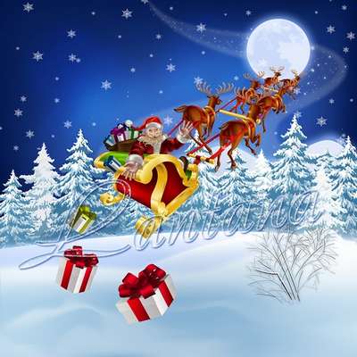 Free Multi-layer psd template - Santa Claus with gifts for the photo collage Free Multi-layer psd template - Santa Claus with gifts for the photo collage