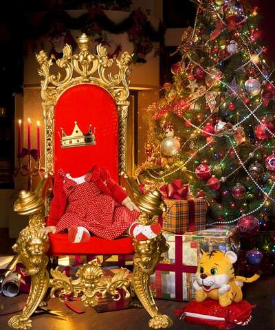 Childrens psd template for photoshop little girl in a Royal chair Childrens psd template for photoshop little girl in a Royal chair
