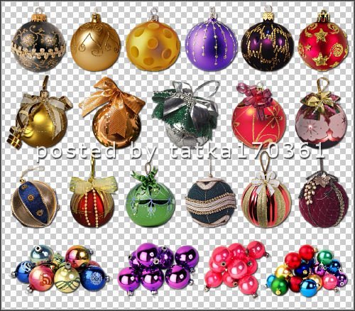 Clipart for Photoshop - Colored balls to decorate the Christmas activities