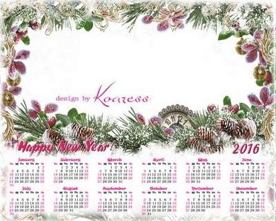 Free 2016 New year Calendar psd with photo frame - Happy New Year! Free download Free 2016 New year Calendar psd with photo frame - Happy New Year! Free download