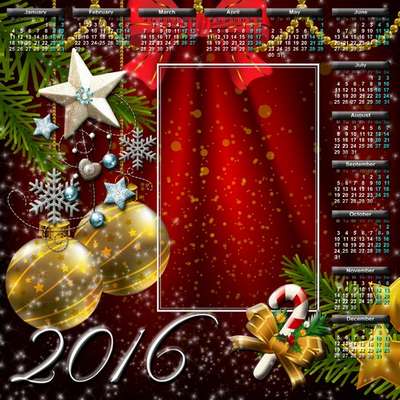 Free 2016 Christmas calendar psd with frame for Photoshop - Free download Free 2016 Christmas calendar psd with frame for Photoshop - Free download