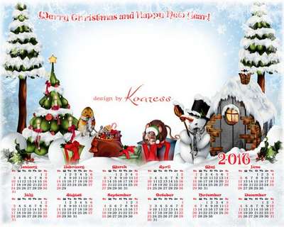 Free 2016 Winter Calendar psd template (can insert photo) - Happy New Year and Merry Christmas! Free 2016 Winter Calendar psd template (can insert photo) - Happy New Year and Merry Christmas!