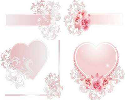 Wedding and romantic elements with heart and roses (PSD) Wedding and romantic elements with heart and roses (PSD)