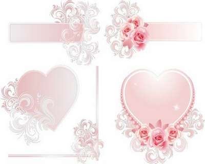 Wedding and romantic elements with heart and roses (PSD)