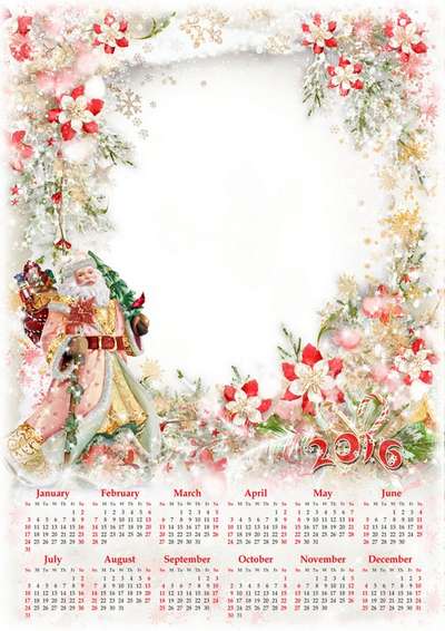 Free psd calendar for 2016 with Santa Claus - Free download Free psd calendar for 2016 with Santa Claus - Free download