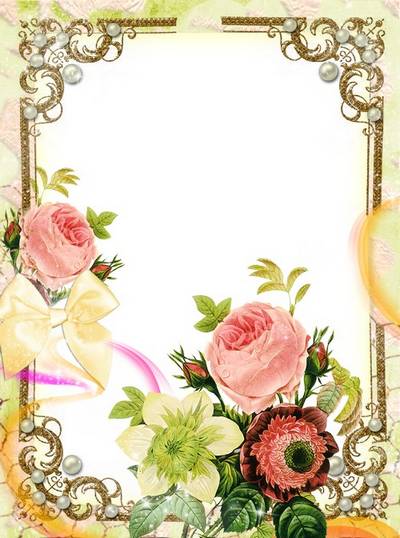 Women's frame - Flowers, gold and pearls Women's frame - Flowers, gold and pearls