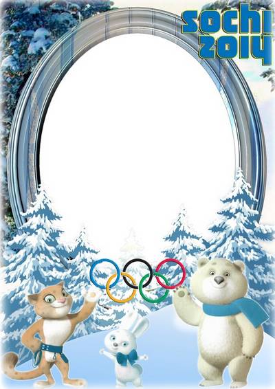 Winter photo frame - the Sochi 2014 Olympic Games Mascots